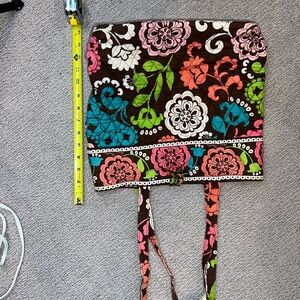 Vera Bradley Brown Quilted Tote with Pink, Teal, Green & Coral Floral Print